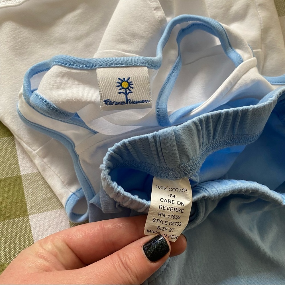 Florence Eiseman White Blue Tennis Short Set Outfit 2t - Picture 14 of 15